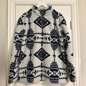 True Grit Navy and Cream Zip Up Sweater